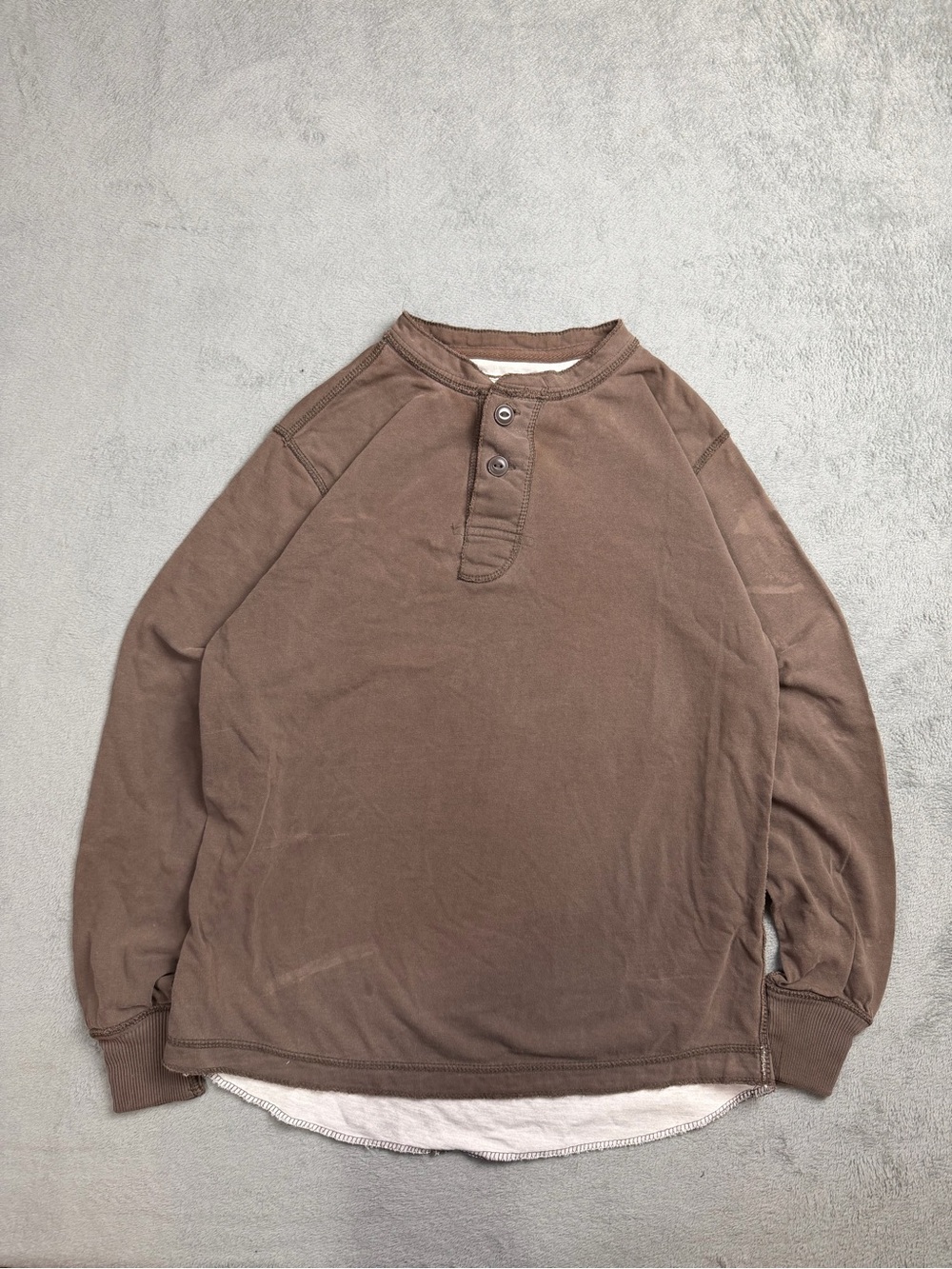 No Boundaries Brown Long-Sleeve Henley Tee